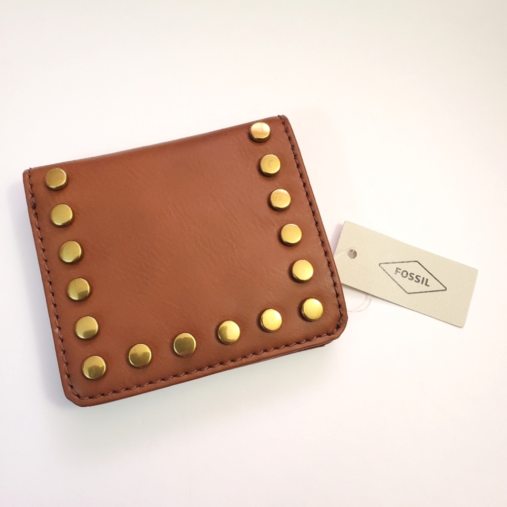 Fossil - Madison Bifold wallet - Brown Studded - New with Tags